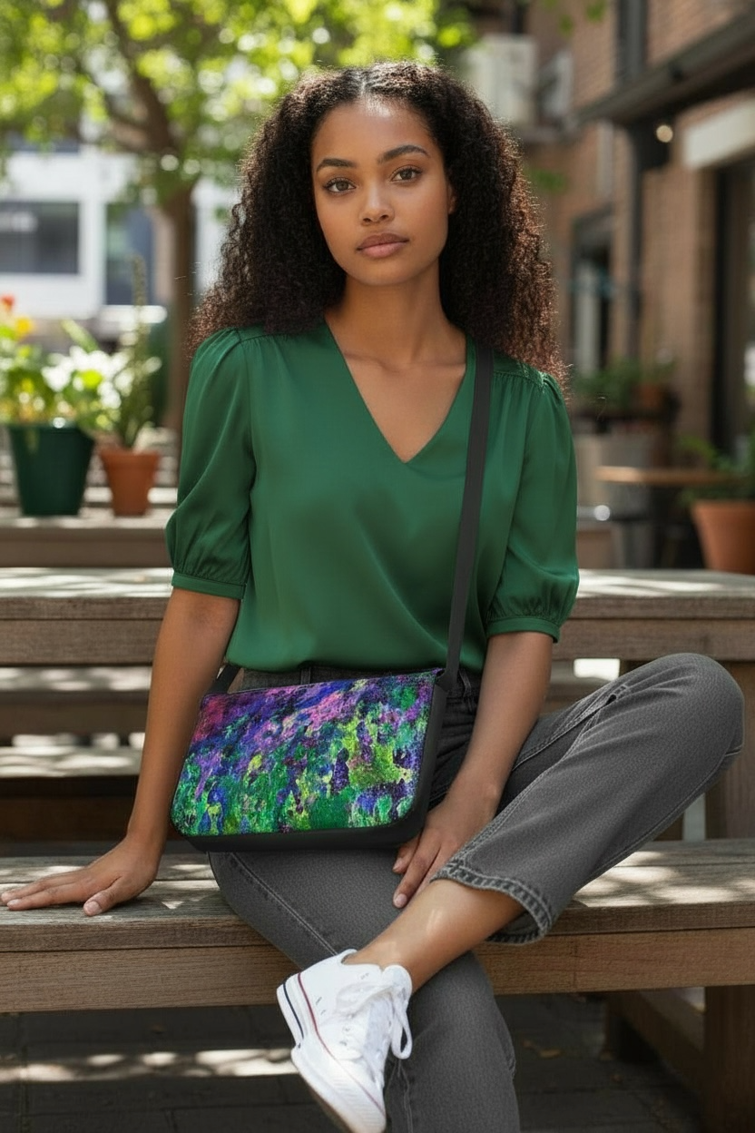 Wisteria Drift - Leather Pochette Crossbody Bag