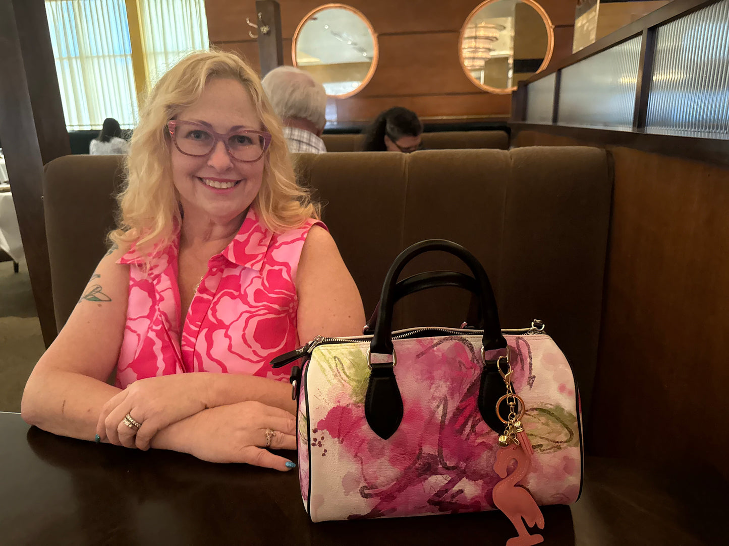 Pink Floral Limited Edition Mini Leather Barrel Bag