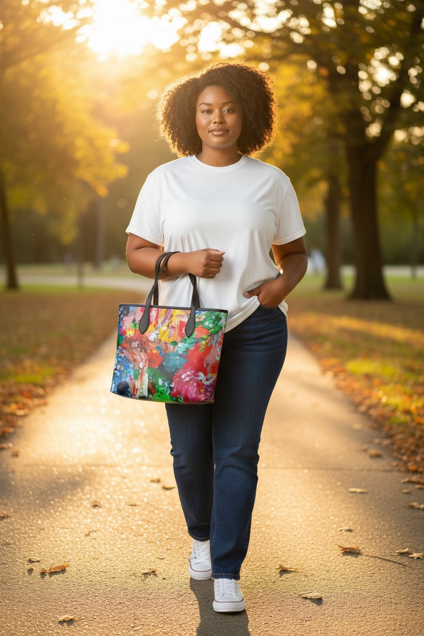 City Lights Leather Shopper Tote Bag