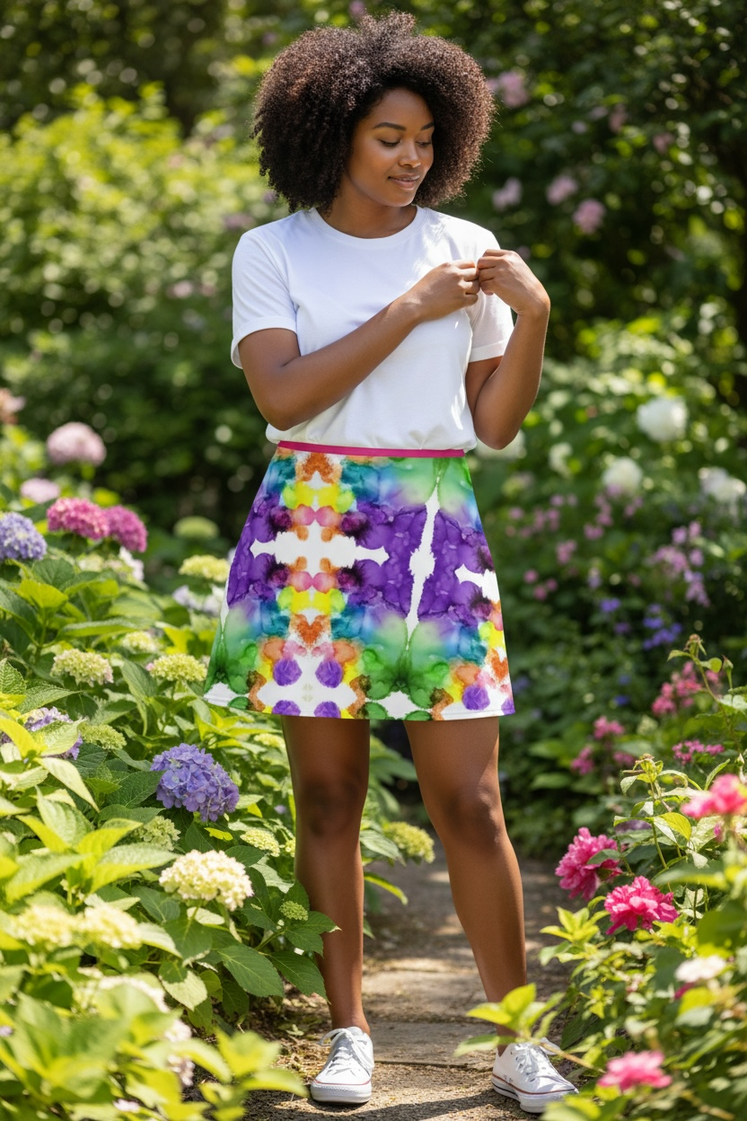 Rainbow Butterfly Flared Skirt