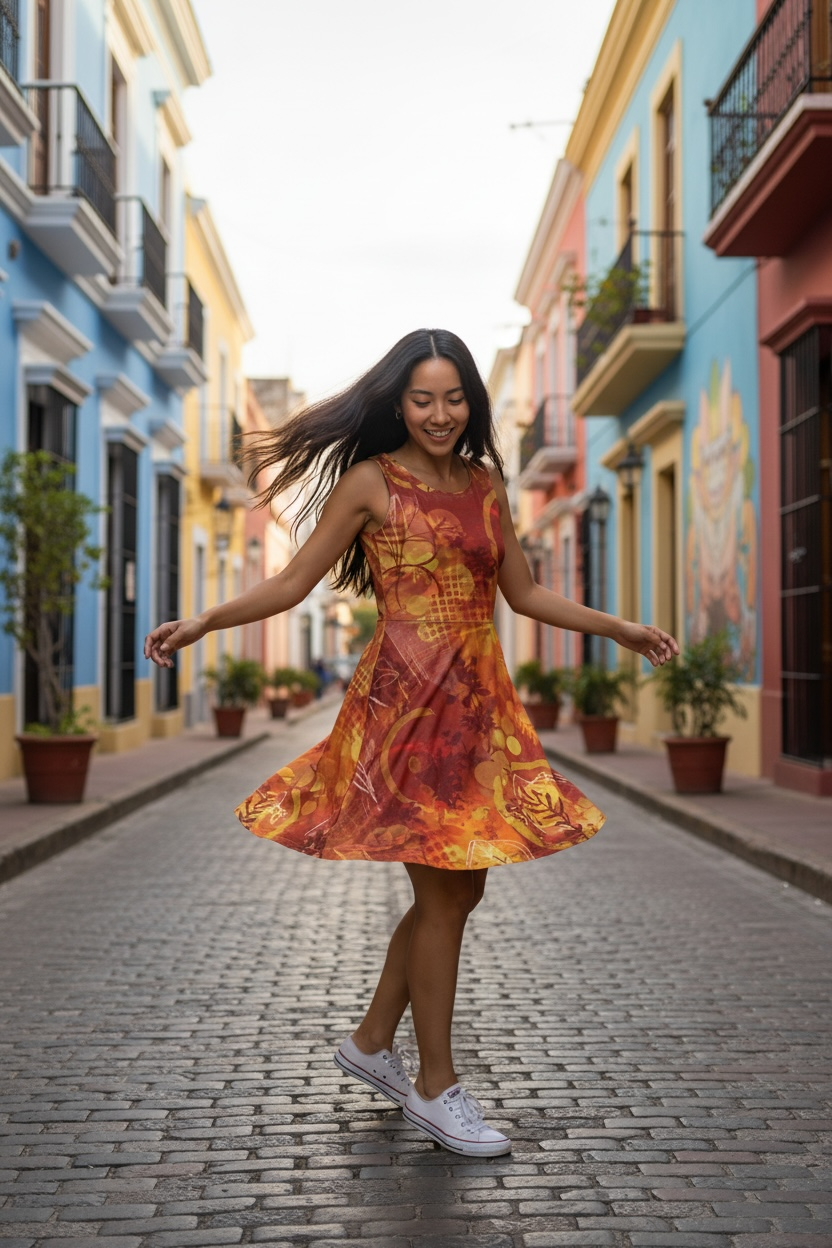 Garnet and Gold Fit and Flare Dress