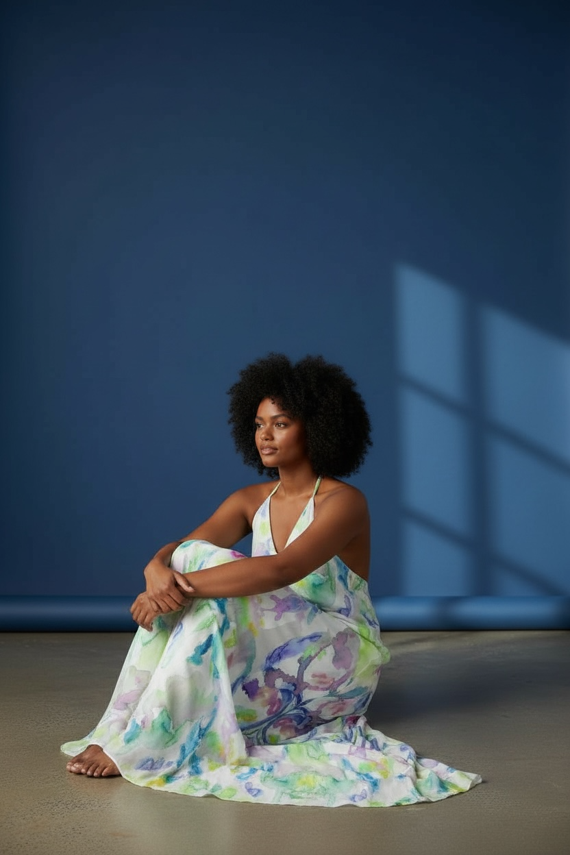 Drifting Symmetry - Halter Nack Backless Dress