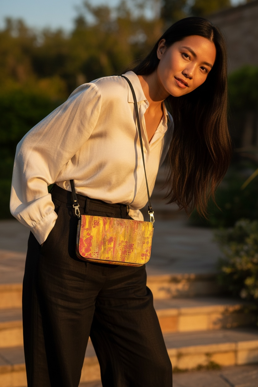 Imperial Ember -  Leather Flap Over Box Bag