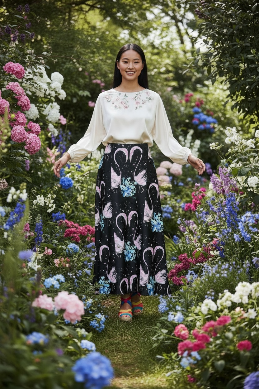 Tropical Nocturne - Midi Skirt