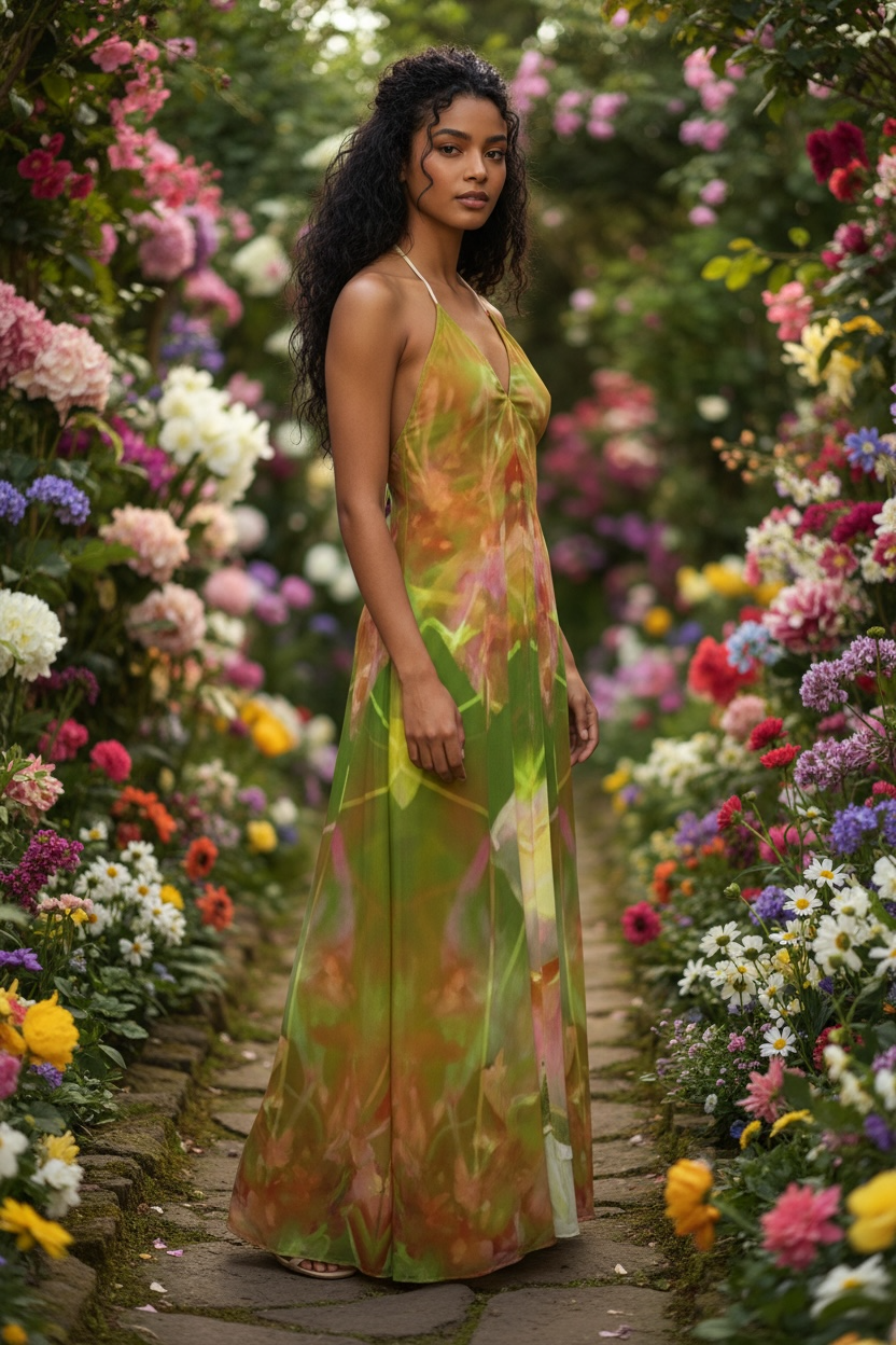 Gilded Ambience - Halter Neck Backless Dress