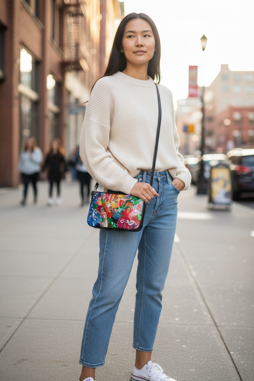City Lights - Leather Pochette Double Zip Bag