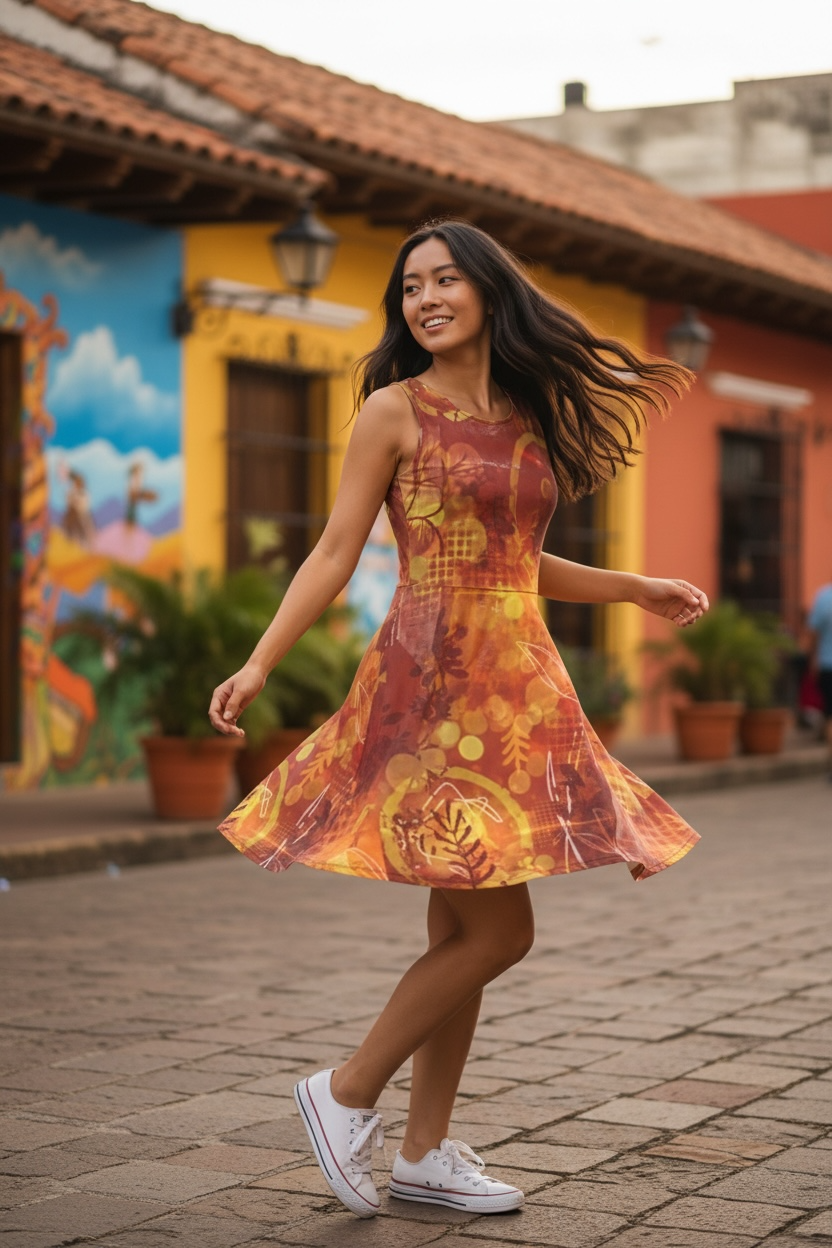 Garnet and Gold Fit and Flare Dress