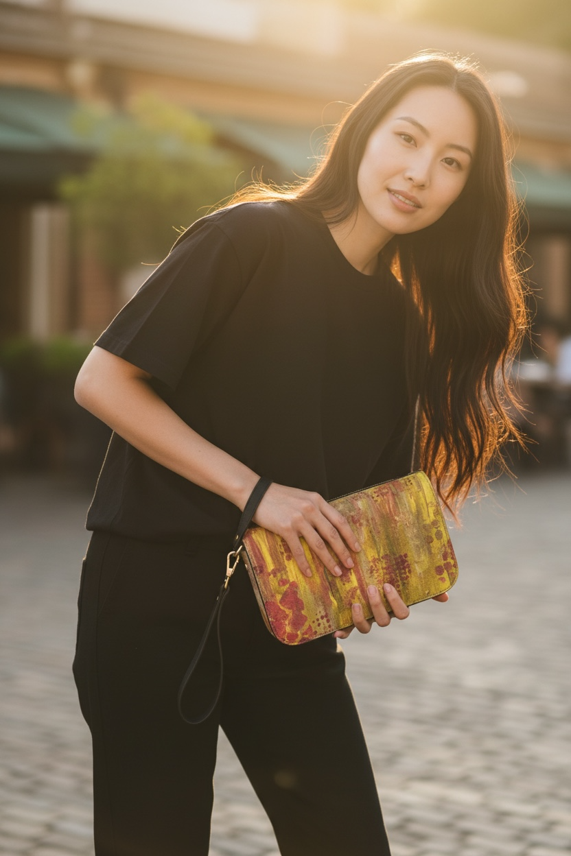 Imperial Ember -  Leather Flap Over Box Bag
