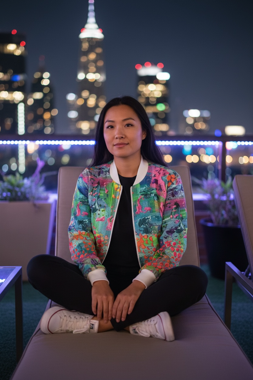 Bright Happy Women's Reversible Silk Bomber Jacket