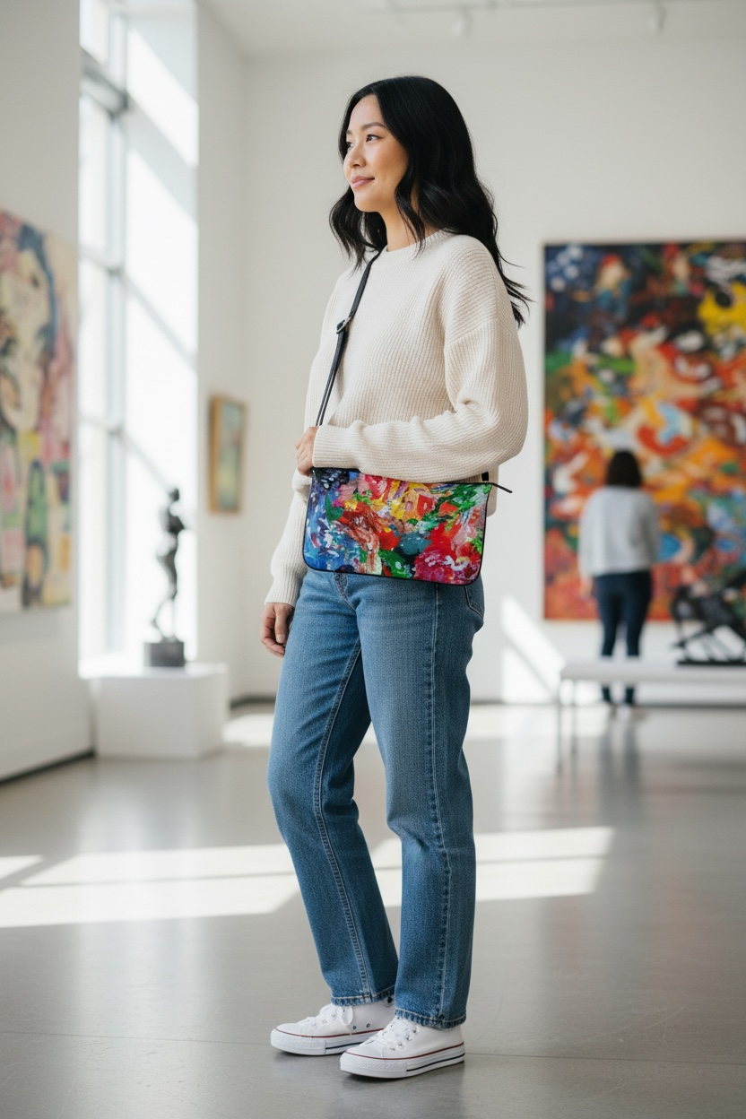 City Lights - Leather Pochette Double Zip Bag