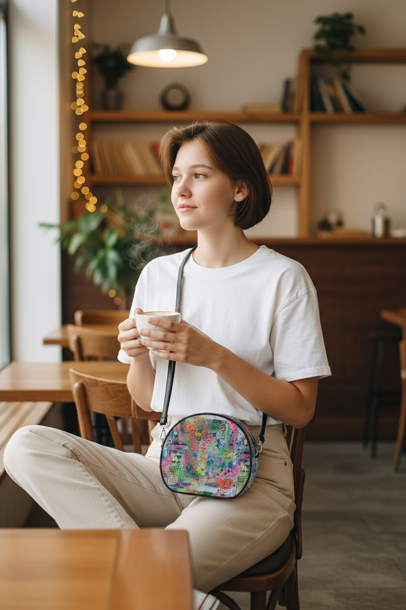 Bright Happy Round Leather Purse
