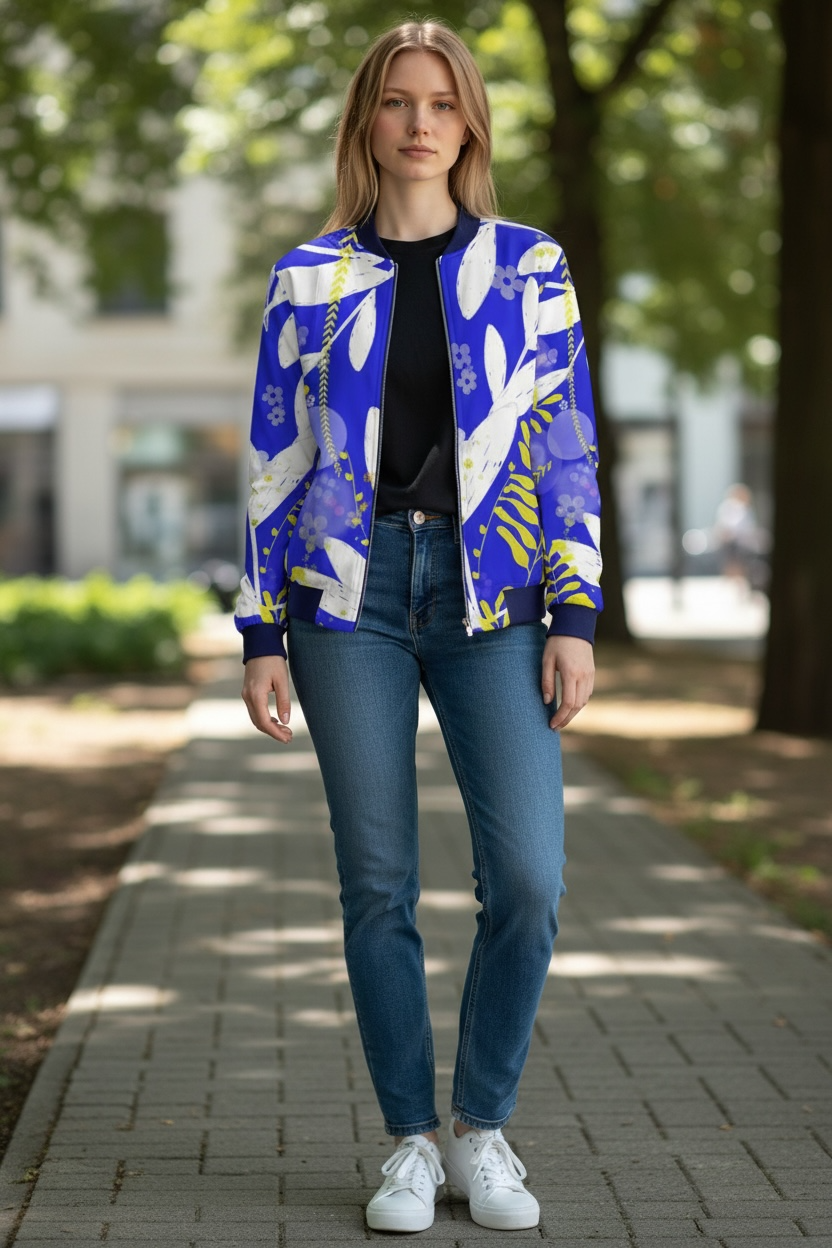 Limoncello/Mediterranean Splendor Reversible Silk Bomber Jacket