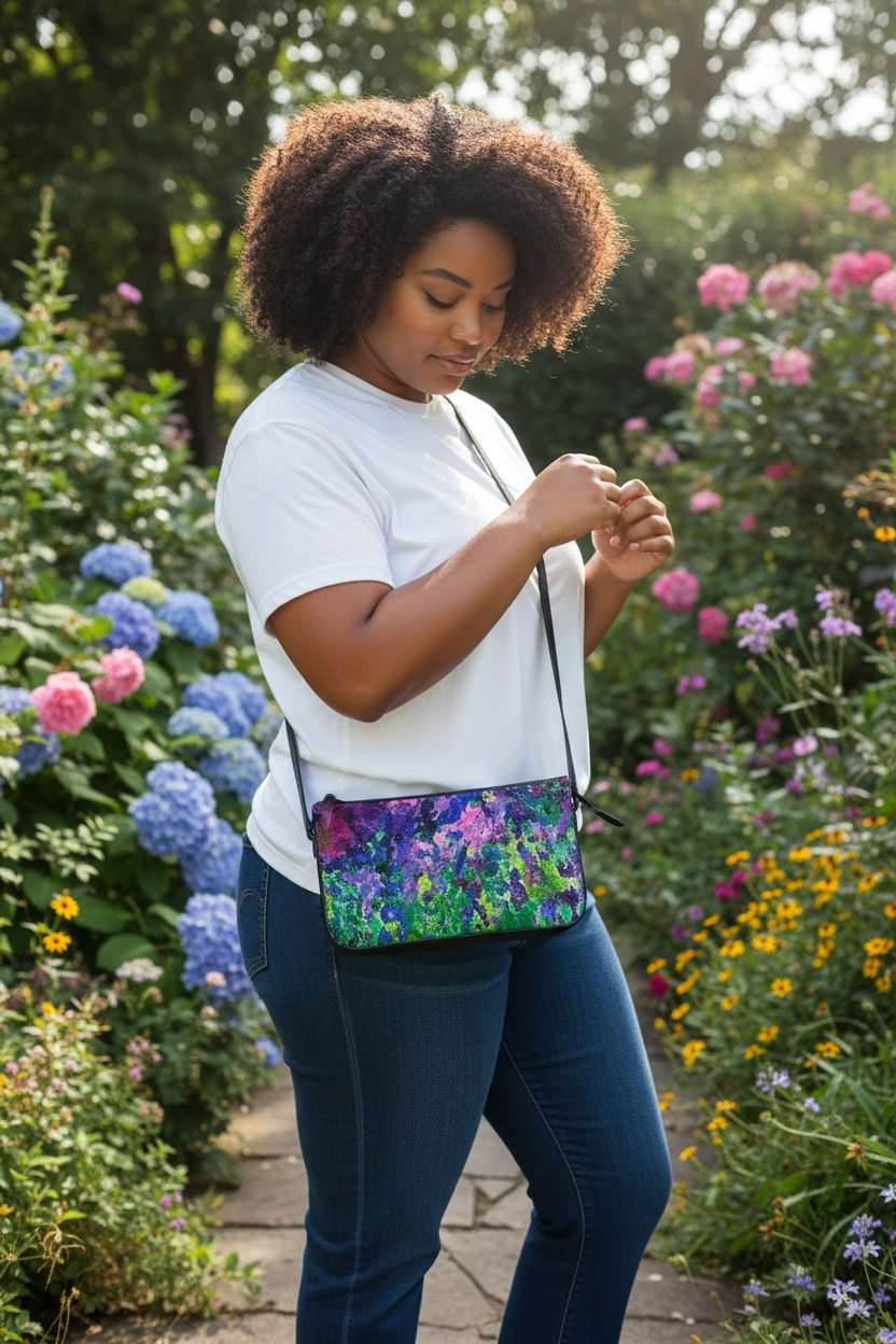 Draping Wisteria Leather Pochette