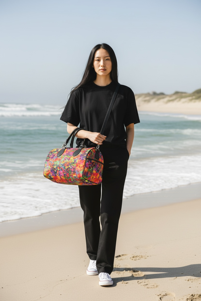 Shades of Fall Leather Large Barrel Bag