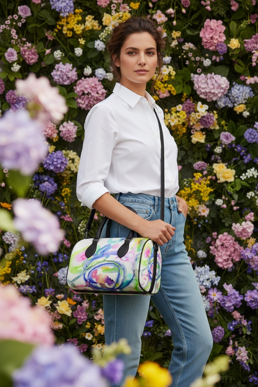 Neon Play - Leather Barrel Bag