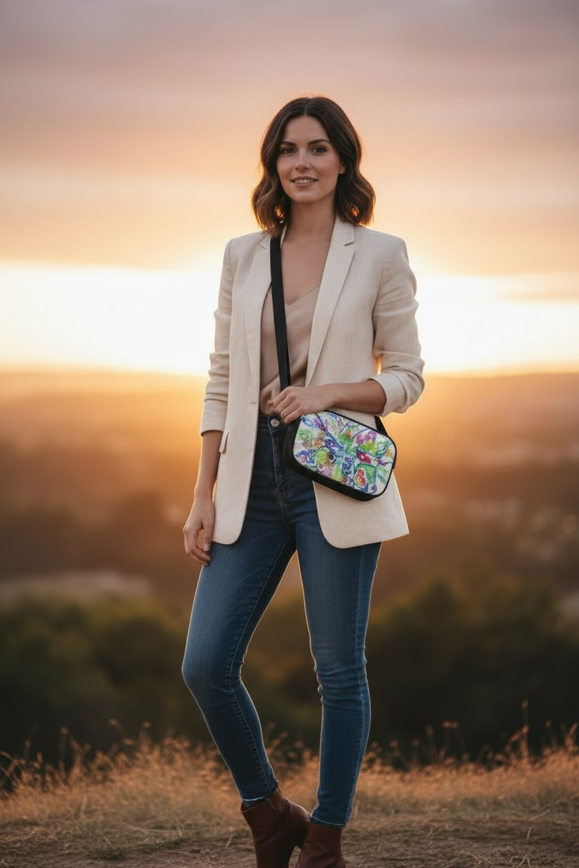 Ethereal Butterfly - Leather Crossbody Camera Bag