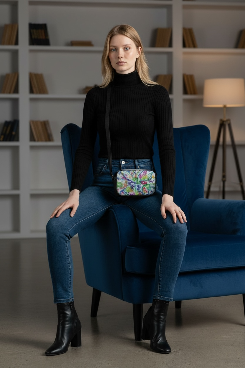 Ethereal Butterfly - Leather Crossbody Camera Bag