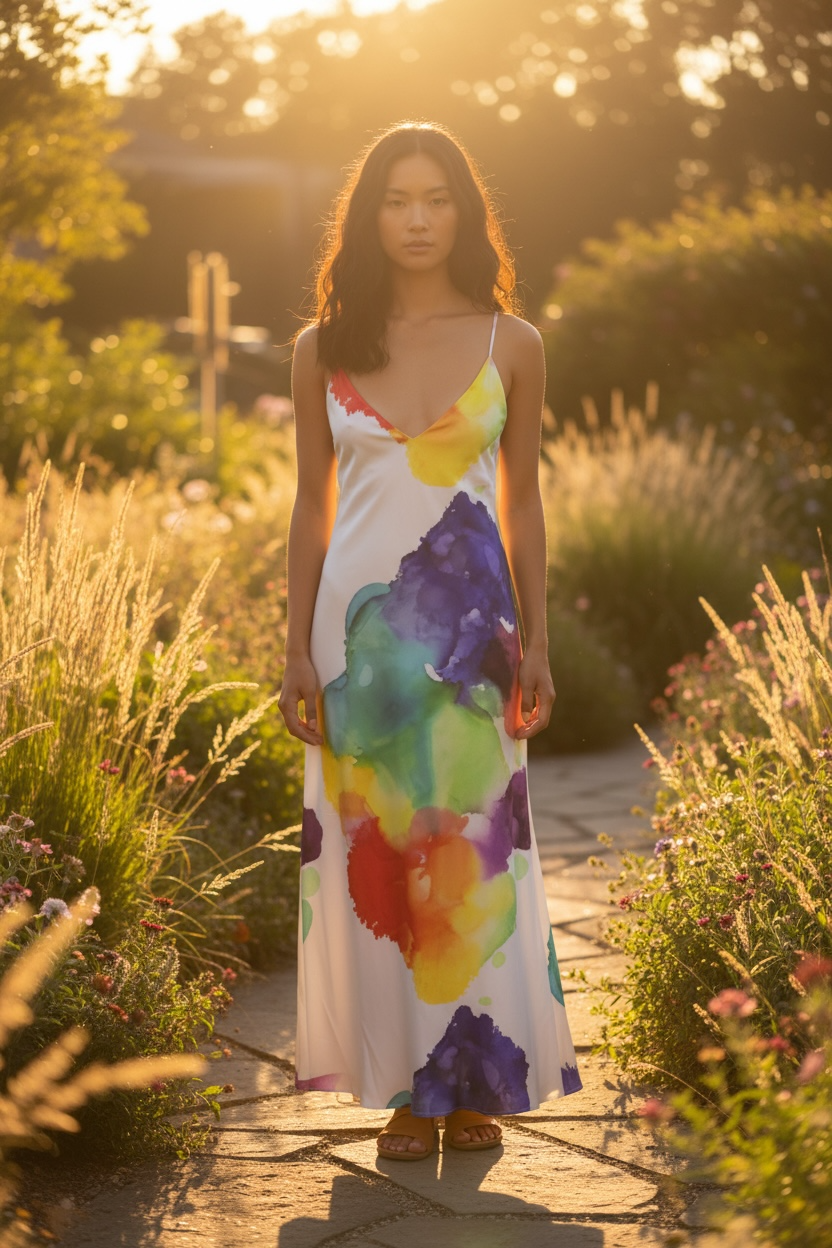 Suspended Color - Slip Dress Maxi