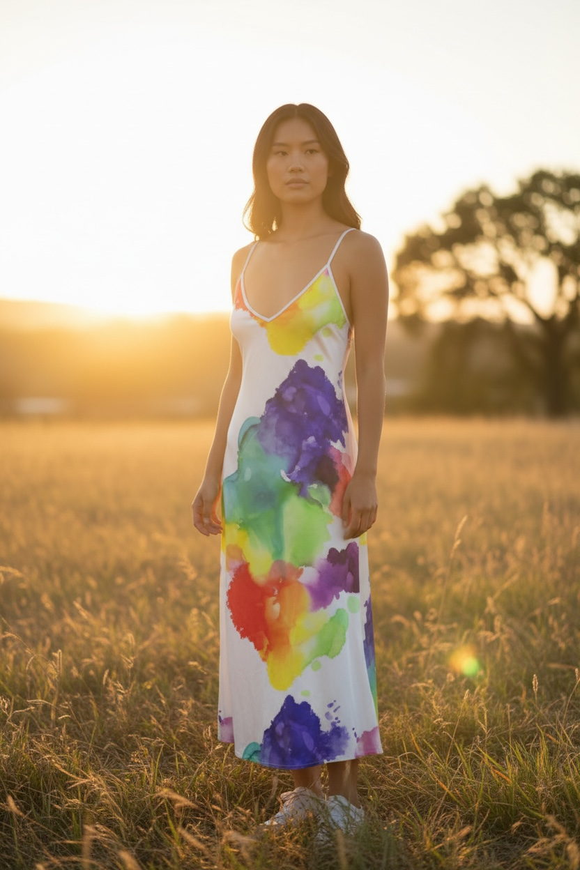 Suspended Color - Slip Dress Maxi