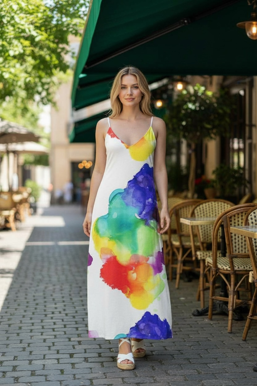 Suspended Color - Slip Dress Maxi