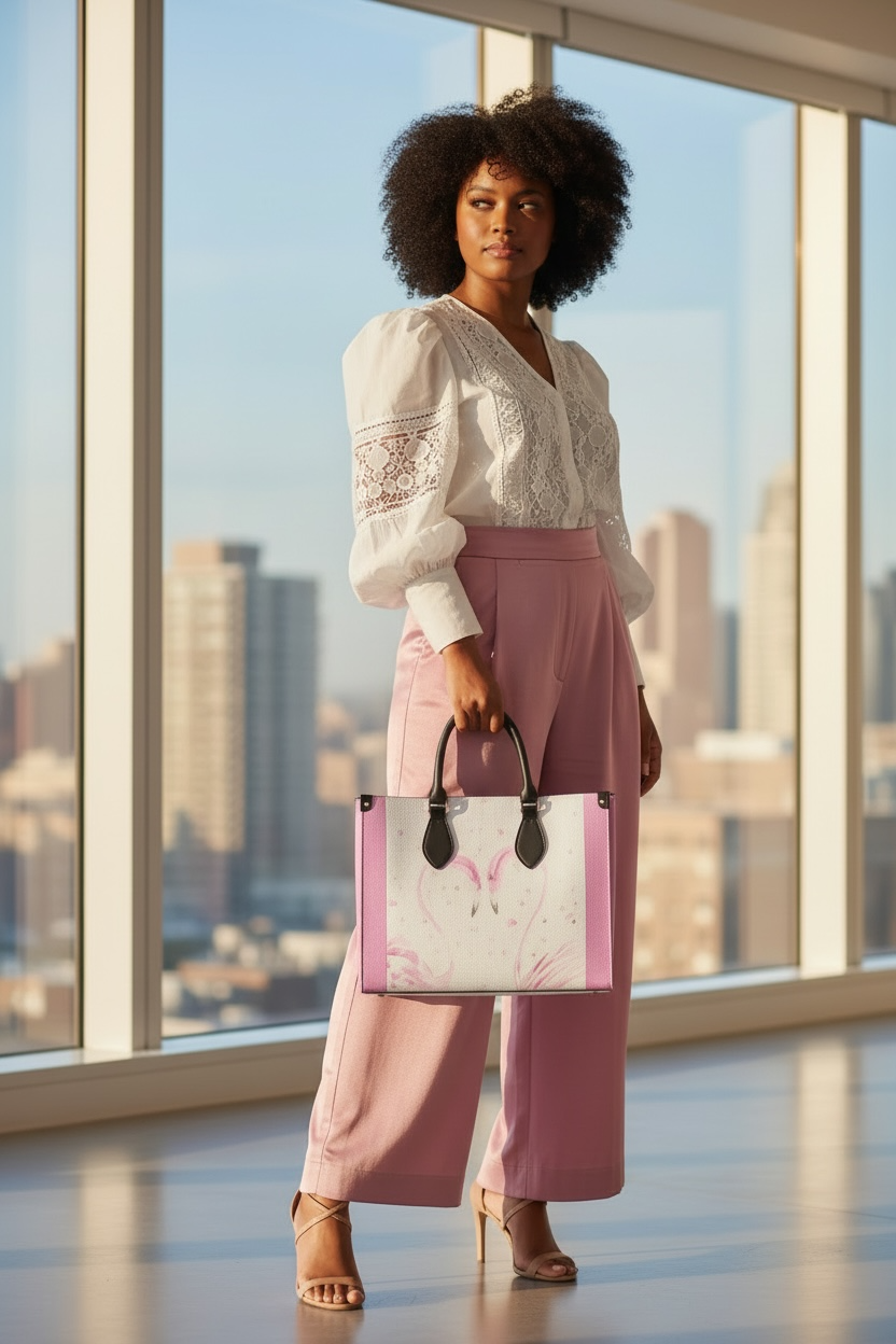 Flamingos in Love - Leather Shopper Tote